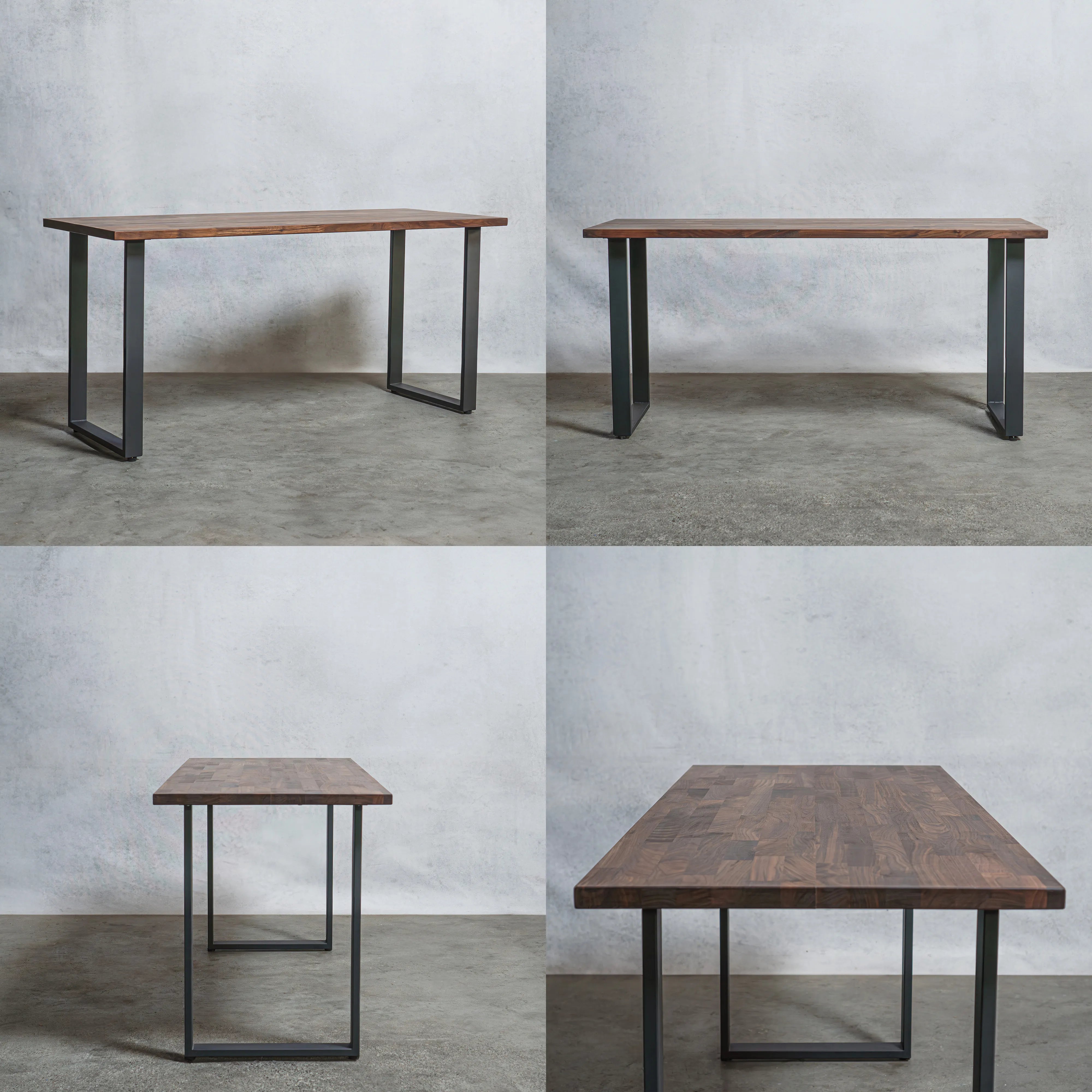 テーブル / デスク ウォールナット材 × アイアン脚  口型