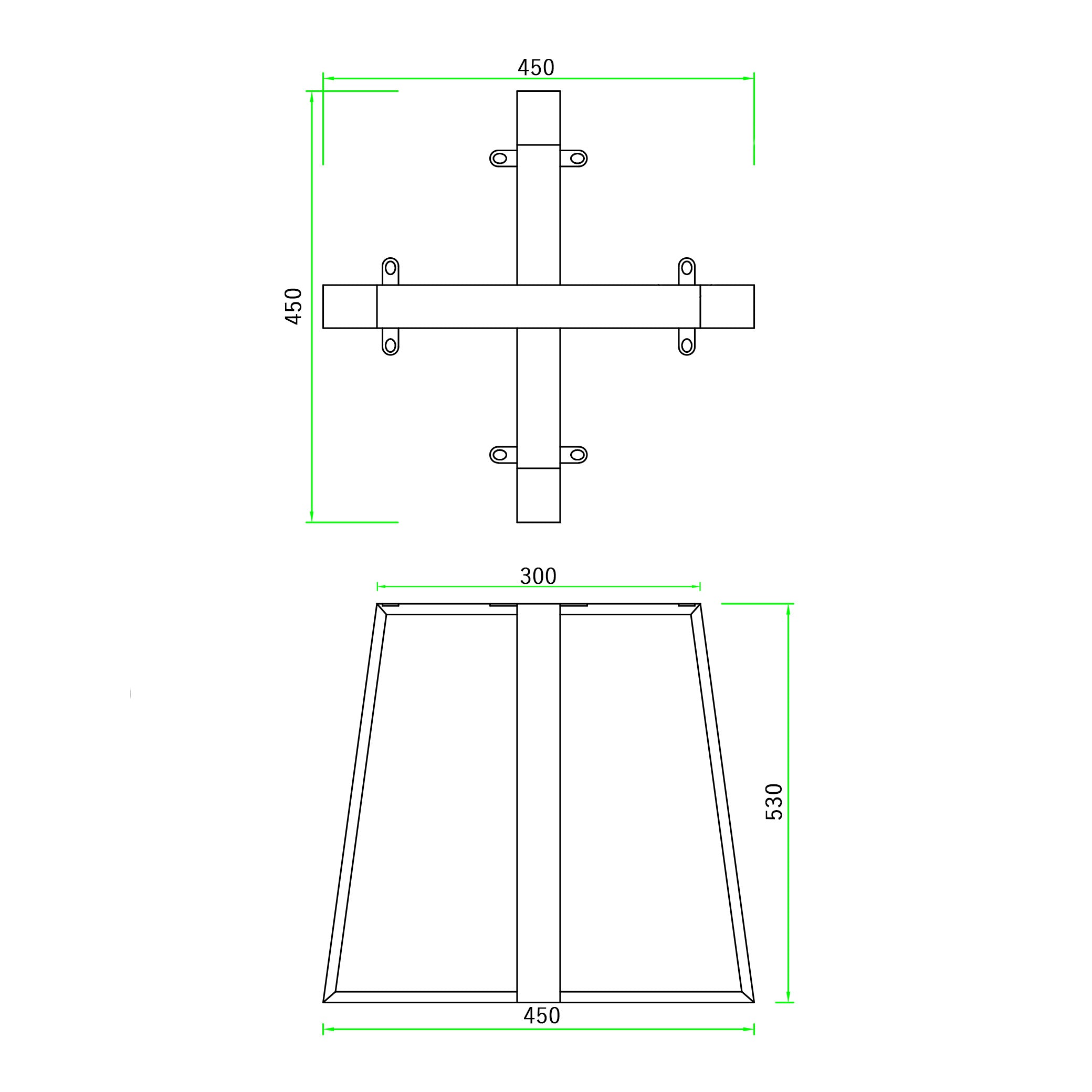 テーブル脚 サイドX型 奥行450×高さ530mm - 清水材木店